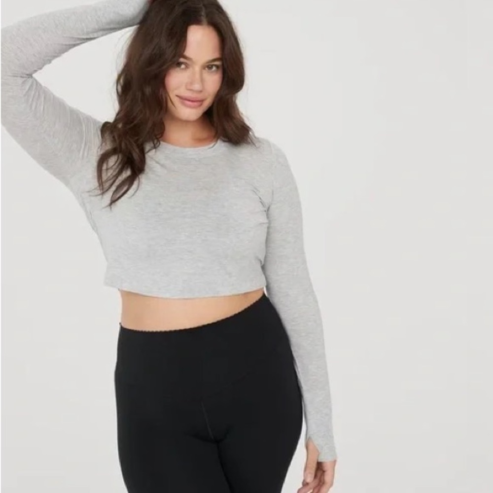 Aerie Sweat Sesh Long Sleeve Cropped Tee NWOT : Medium